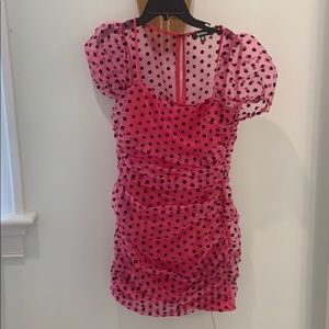 misguided puff sleeve polka dot dress